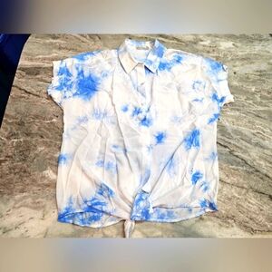 Jane and Delancey Blue Tie-Dye Button Front Top Size S/M